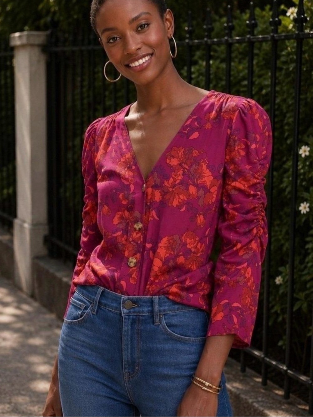 Anthropologie Maeve Jourdain Runa Floral Blouse Small